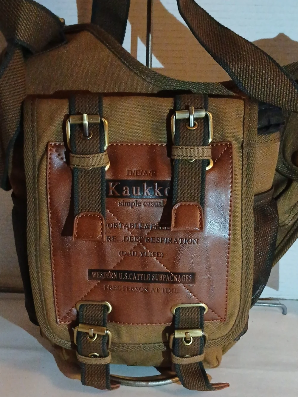 Kaukko Men's Brown Canvas Messenger Bag